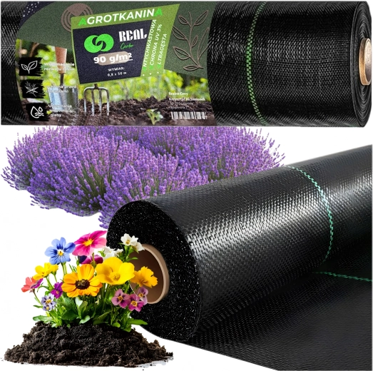 Αγροϋφασμα 90 g/m² 0,8 × 50 m μαύρο UV κατά των ζιζανίων