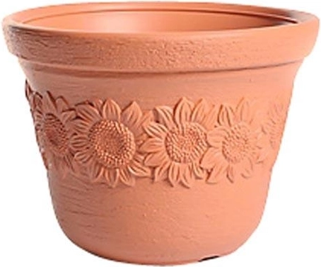 Γλάστρα SUNNY 35 cm σε χρώμα τούβλου με διακόσμηση