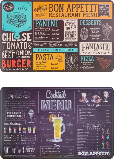 Πλαστικό σουπλά MENU 43 × 28 cm, μίξη σχεδίων
