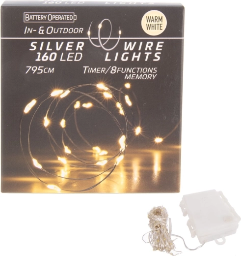Φωτεινή αλυσίδα LED σε συρματάκι 160 LED κίτρινο φως με χρονοδιακόπτη (εσωτερικού και εξωτερικού χώρου)