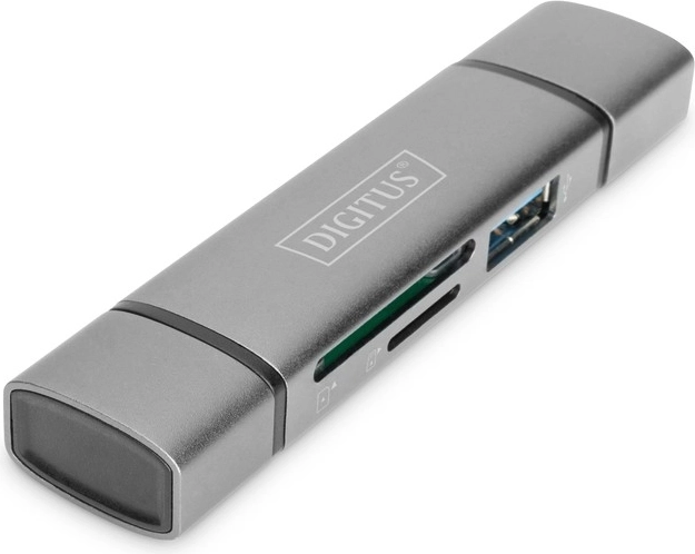 Αναγνώστης καρτών 3 θυρών USB Type C/ USB 3.0 SuperSpeed SD Micro SD Digitus γκρι