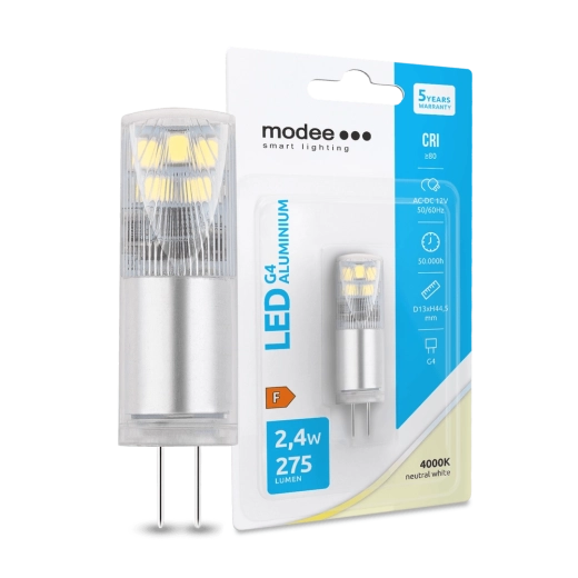 Λάμπα LED G4 αλουμινένια 12 V 2,4 W 4000 K 275 lm MODEE