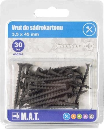 Βίδα για γυψοσανίδα 3,5 × 45 mm, χοντρό σπείρωμα, φωσφατωμένη (30 τεμ.)