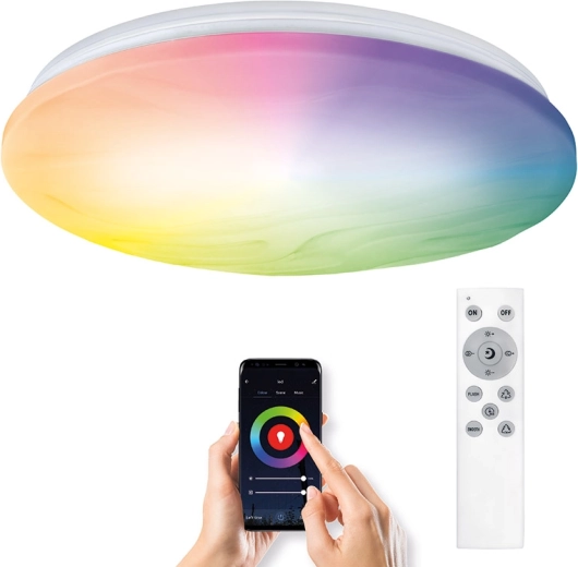 Solight έξυπνο LED φωτιστικό οροφής Wave 30 W (Wi‑Fi, RGB + CCT, τηλεχειριστήριο)