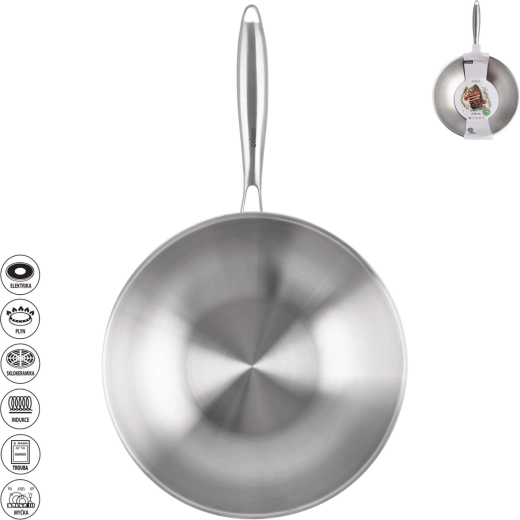 Βαθύ ανοξείδωτο τηγάνι wok Orion Steela 30 cm