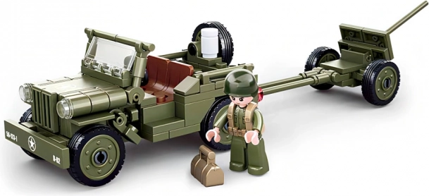 Sluban Army WW2 συμμαχικό τζιπ με αντιαεροπορικό κανόνι – κατασκευαστικό σετ