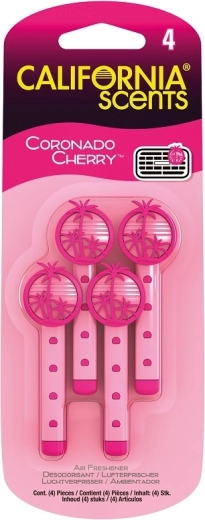 Αρωματικά στικ για αεραγωγούς California Scents Coronado Cherry, 4 τεμ.