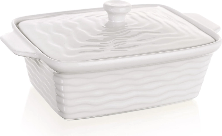 Κεραμική φόρμα ψησίματος με καπάκι 28 × 18 cm Culinaria white