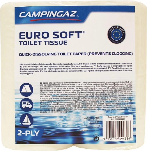 Χαρτί υγείας EURO SOFT για χημικές τουαλέτες WC, 4 ρολά
