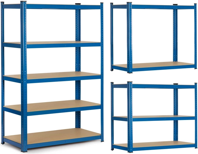 Μεταλλική ραφιέρα Humberg 150 × 75 × 30 cm, 5 ράφια, μπλε