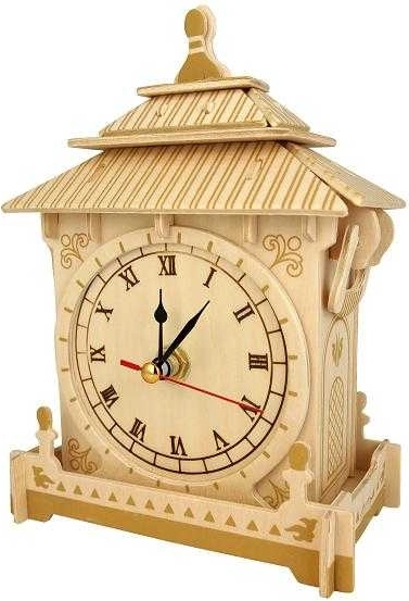 Woodcraft ξύλινο 3D παζλ ρολόι με λειτουργικό μηχανισμό
