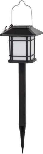 Ηλιακός κήπου φανάρι με πασαλάκι, 12 LED, ανοξείδωτο και μαύρο, 40 cm