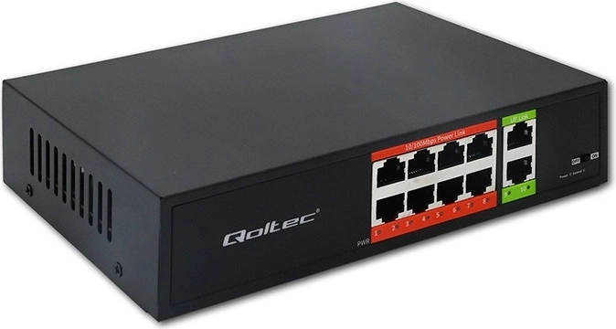Διακόπτης Fast Ethernet PoE 8x RJ45 + 2x RJ45 uplink, 120 W, 10/100 Mb/s