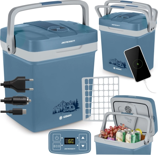 Φορητό ηλεκτρικό ψυγείο αυτοκινήτου BERDSEN ICEMAX 26 l με λειτουργία ECO – μπλε