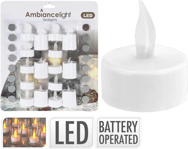 LED ρεσώ κεριά λευκά 3,5 cm με μπαταρίες (16 τεμ.)