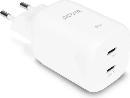 Φορτιστής GaN 100 W με 2× USB‑C (ΕΕ), λευκός