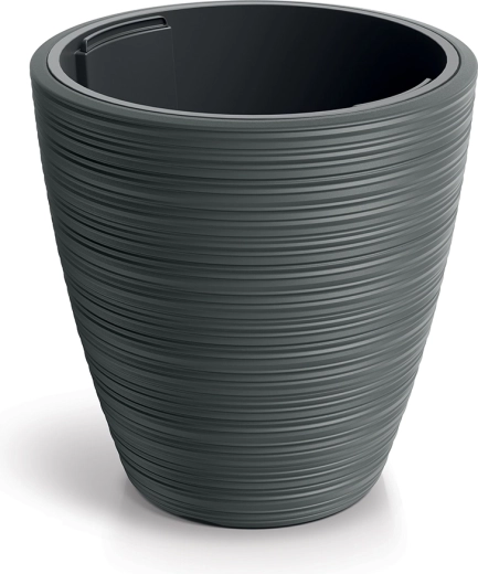 Γλάστρα Vena round με ένθετο σκούρο γκρι 19,8 cm