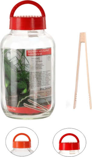 Βάζο 4 l με πλαστικό καπάκι, συνταγή και λαβίδα για φρούτα