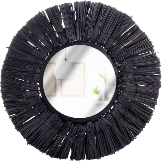 Μαύρος στρογγυλός επιτοίχιος καθρέφτης Home Styling Collection 32 cm