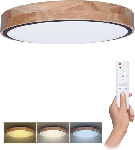 Solight LED φωτιστικό οροφής και τοίχου Iron Oak με τηλεχειριστήριο 48 W, 40 cm, ρυθμιζόμενης έντασης, CCT 3000–6500 K