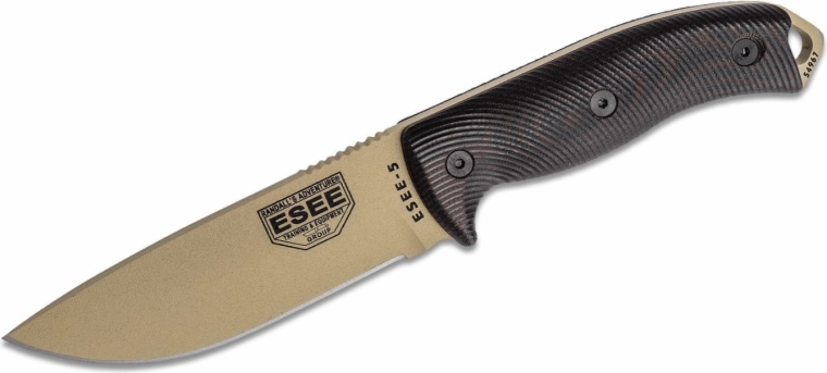 ESEE Model 5 υπαίθριο μαχαίρι 13,2 cm, μαύρο‑κόκκινο, αμμοκαφέ, G10, θήκη Kydex