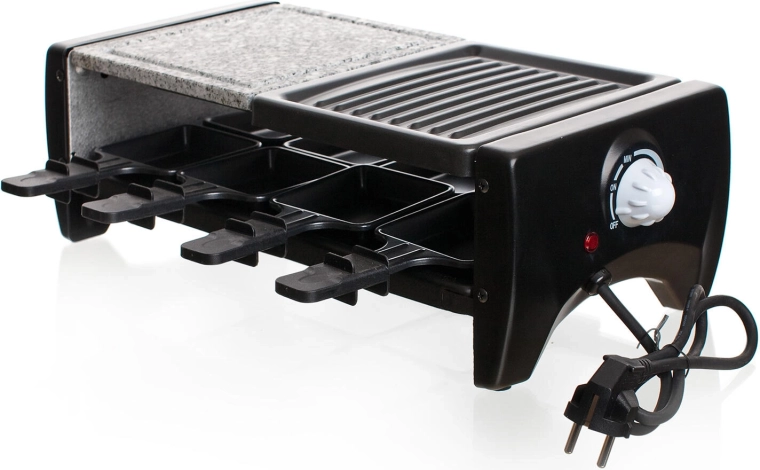 Ηλεκτρικό raclette γκριλ για 8 άτομα με φυσική πέτρα και πλάκα ψησίματος