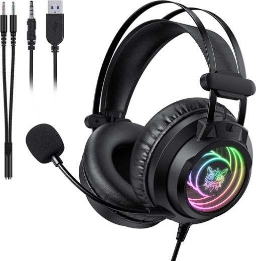 Gaming ακουστικά Onikuma X80 με μικρόφωνο και RGB φωτισμό