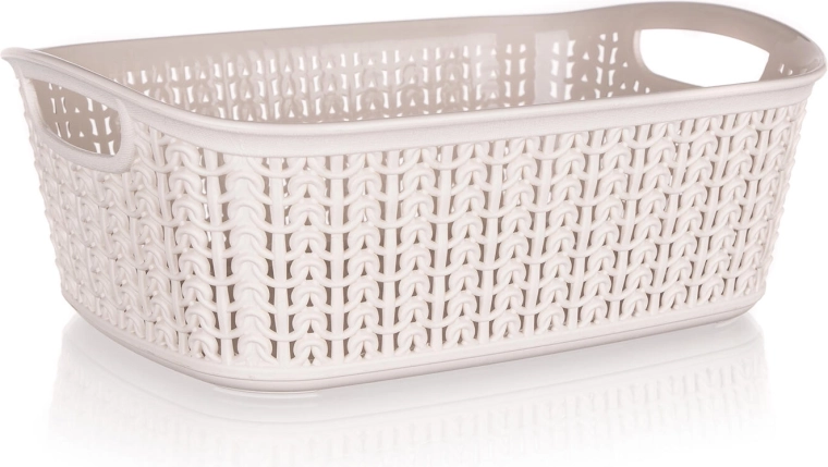 Πλαστικό καλαθάκι με όψη ρατάν 3 l, κρεμ 26,5 × 20 × 9,5 cm