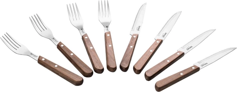 Σετ μαχαιροπίρουνων για μπριζόλα Lamart Walnut, 8 τεμάχια