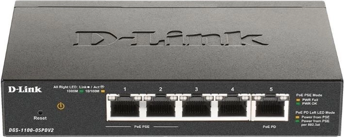 D-Link DGS–1100–05PD V2 έξυπνος 5θυρος gigabit switch (2x PoE)