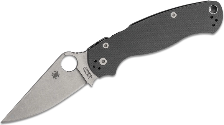 Πτυσσόμενο μαχαίρι τσέπης Spyderco Para Military 2 Maxamet, 8,7 cm, stonewash, γκρι, G10