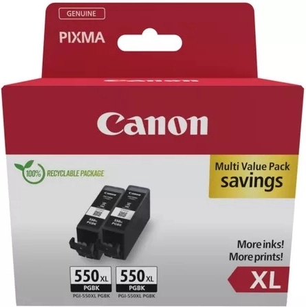 Μαύρο δοχείο μελανιού Canon PGI-550XL διπλή συσκευασία