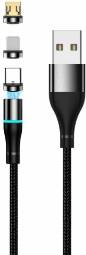 Setty μαγνητικό καλώδιο USB 1 m, 2 A, νάιλον, μαύρο