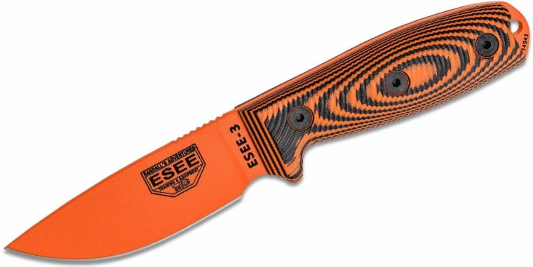 ESEE Model 3 3D Orange survival μαχαίρι 8,8 cm, G10, μαύρο‑κόκκινο, μαύρη θήκη