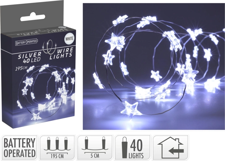 Χριστουγεννιάτικος LED φωτισμός αστέρια 1,95 m 40 LED ψυχρό λευκό - 1 τεμάχιο