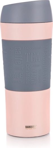 Θερμοκούπα MATTY 400 ml από ανοξείδωτο ατσάλι με σιλικονούχο μανίκι – ροζ