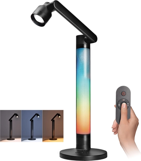 Solight LED επιτραπέζια λάμπα με ρύθμιση φωτεινότητας και RGB φωτισμό περιβάλλοντος 10 W 600 lm με τηλεχειριστήριο