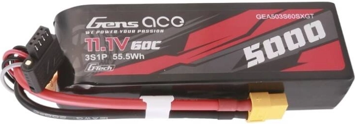 Gens ace g-tech 5000mah 11,1 v 60c 3s κοντή μπαταρία lipo με βύσμα xt60