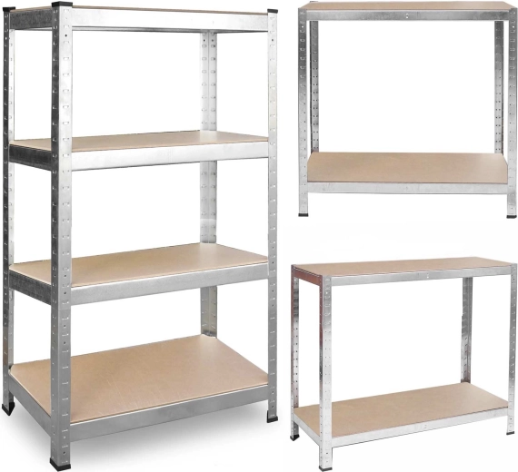 Μεταλλική ραφιέρα PLONOS 150 × 75 × 30 cm, ασημί, σύστημα χωρίς βίδες