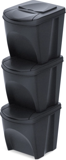 Σετ 3 κάδων διαλογής Sortibox Eco Wood 3×25 l – ανθρακί