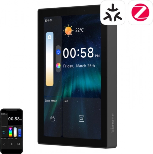 Sonoff nspanel pro 120 έξυπνος πίνακας ελέγχου με υποστήριξη matter, wifi, bluetooth και zigbee – μαύρο