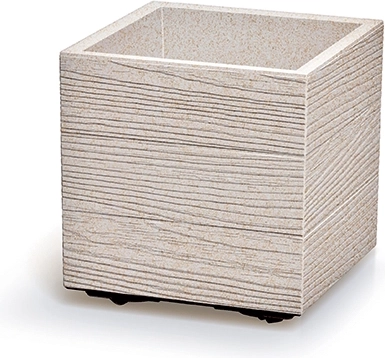 Γλάστρα Madera Square Eco Wood 29 cm, λευκή, πλαστικό με προστασία UV