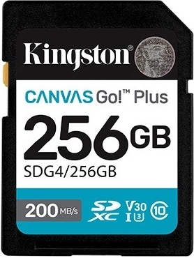 Κάρτα μνήμης SD 256 GB Kingston Canvas Go Plus 200/160 MB/s C10 U3 V30