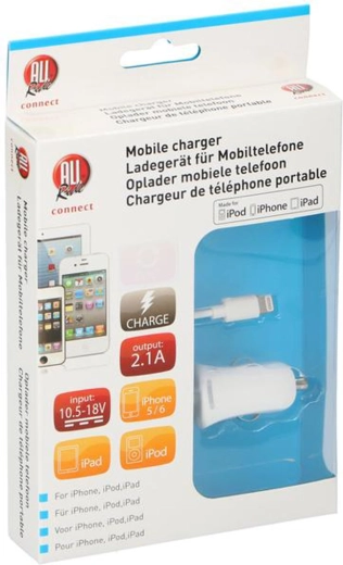 Φορτιστής αυτοκινήτου για iPhone, iPad και iPod – λευκός