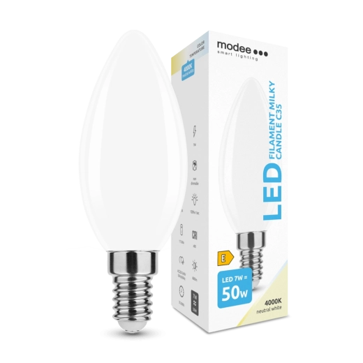 Modee Smart Lighting LED λάμπα-κερί E14 7 W ουδέτερο λευκό γαλακτερό γυαλί