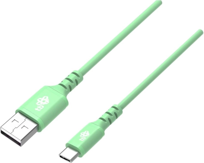 Σιλικονούχο καλώδιο USB–USB‑C 1 m, πράσινο, γρήγορη φόρτιση
