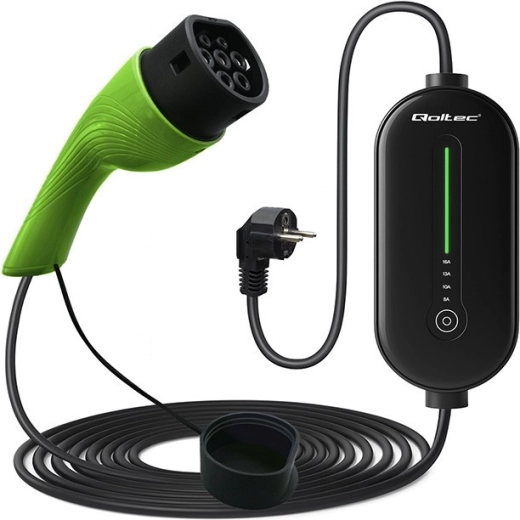 Φορητός φορτιστής EV με ρύθμιση, Type 2, 3,5 kW, 230 V, LCD, LED, καλώδιο 5 m