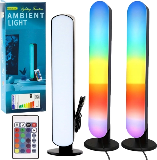 Σετ RGB LED ατμοσφαιρικών λαμπών για γραφείο με τηλεχειριστήριο – 2 τμχ