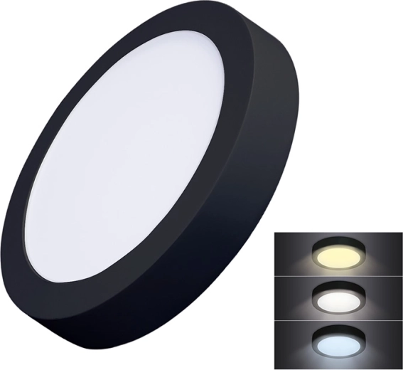 Solight επιφανειακό LED μίνι πάνελ CCT 18 W, στρογγυλό, μαύρο