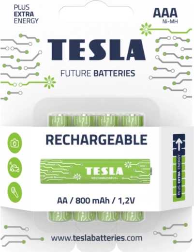 Επαναφορτιζόμενες μπαταρίες TESLA GREEN+ AAA Ni‑MH 1,2 V, σετ 4 τεμ.